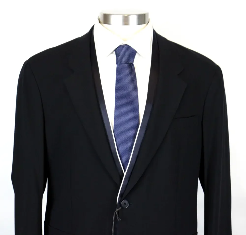 $2595 Giorgio Armani Blazer 42 R (52 EU) Wool Dark Navy One Button Tuxedo Italy
